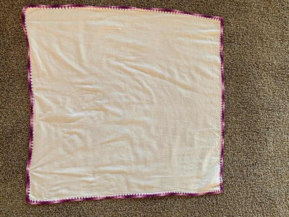 Flour Sack Dish Towel Purple Variegated Crochet Trim 29" square